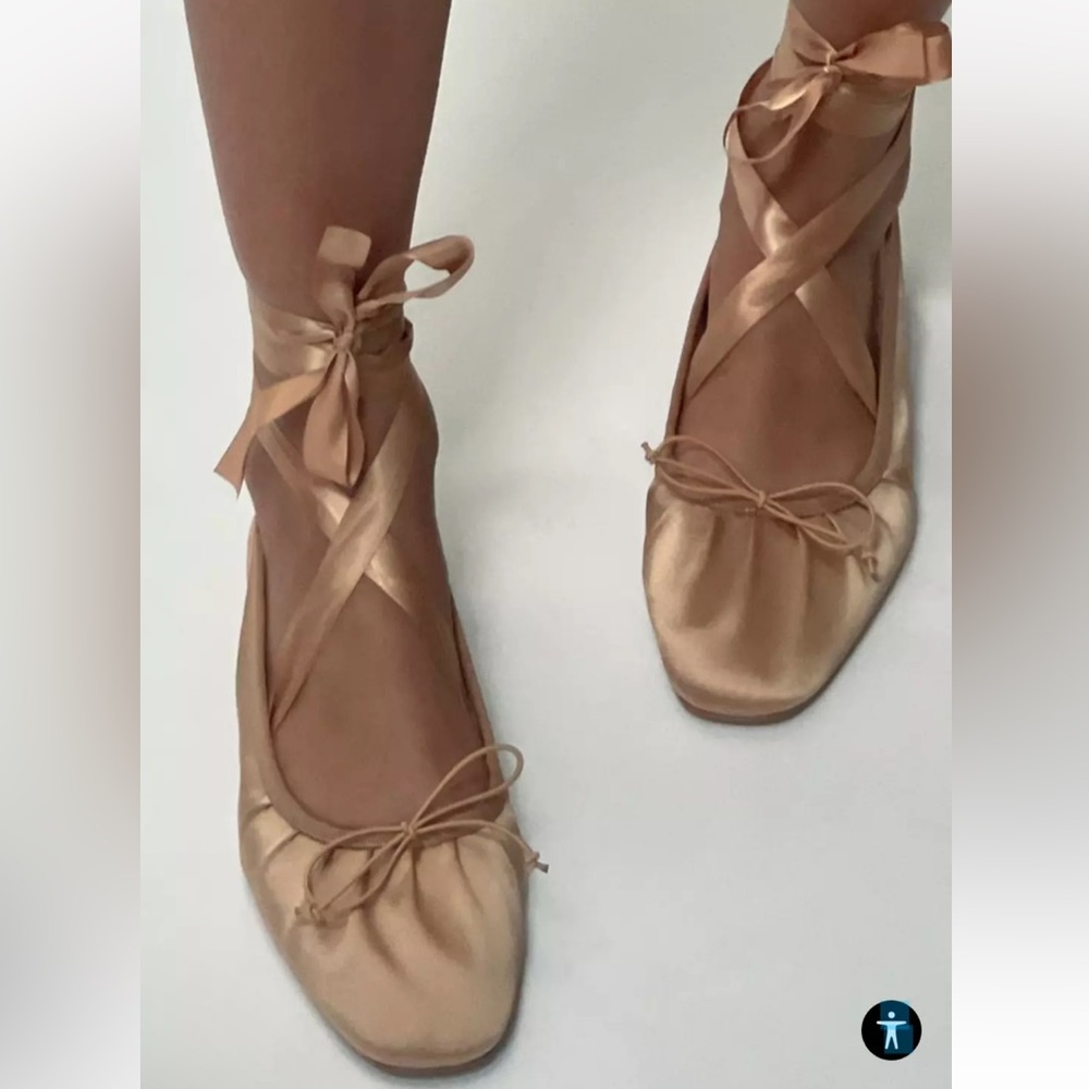 BLOGGERS FAV Zara Satin Ballet Flats in Champagne❤️‍🔥